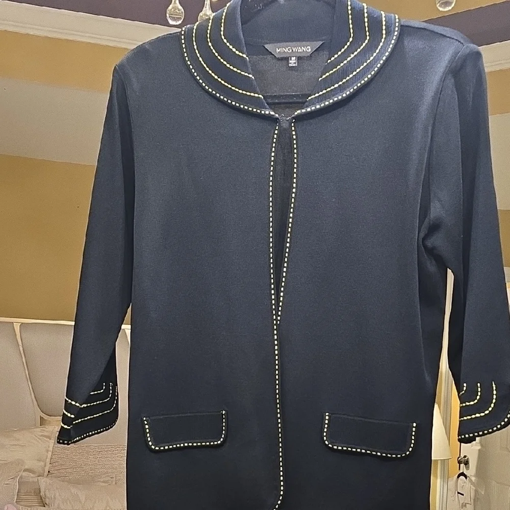 Ming Wang Green and Black Blazer Elegant Style